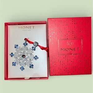 Monet Crystals Snowflake Christmas Ornament 2025  Signed